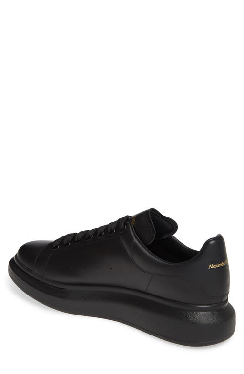 Alexander Mcqueen Black Sneakers With Logo Lettering On The Rear And Oversize Rubber Sole In Leather In Black/black