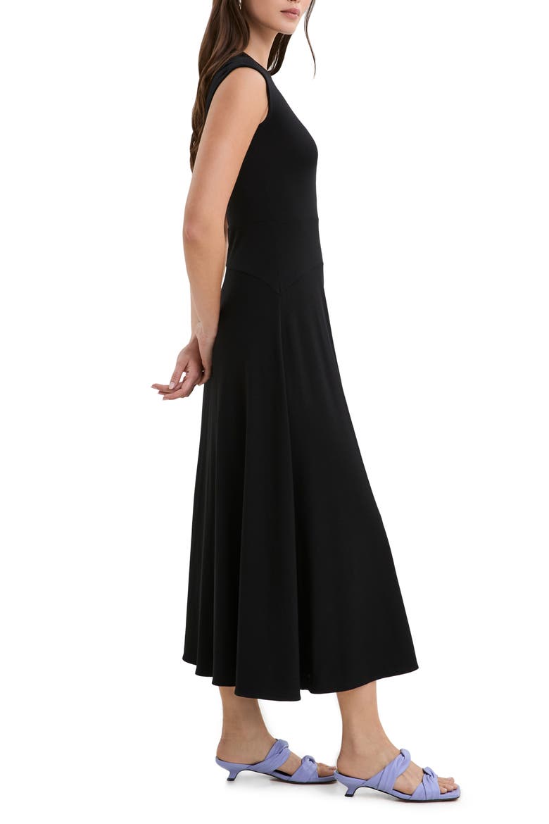 Alina Cap Sleeve A-Line Dress, Alternate, color, BLACK
