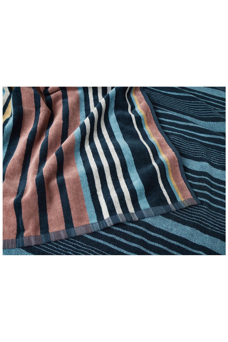 Dawn Stripe Organic Cotton Beach Towel, Alternate, color, MIDNIGHT INDIGO STRIPE