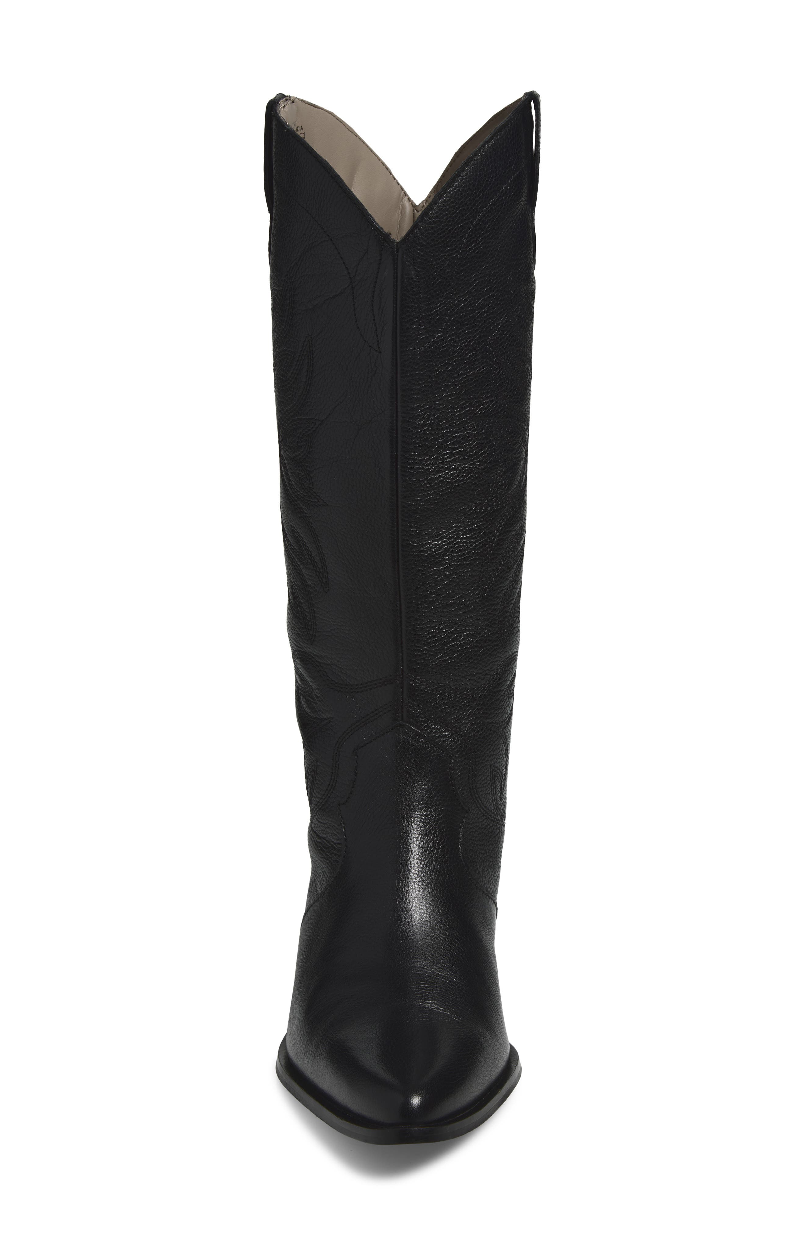 Freya Leather Western Boot, Alternate, color, BLACK