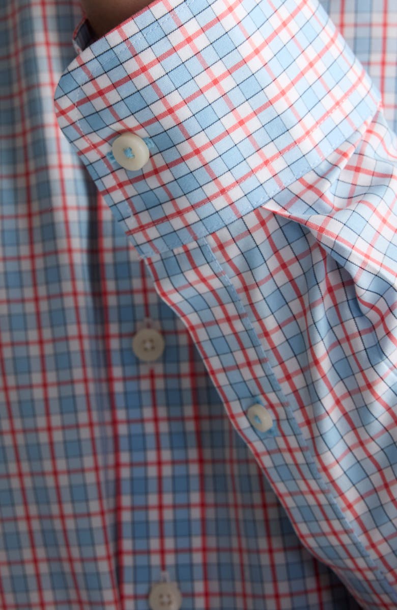 UNTUCKit Ridge Check Wrinkle Free Cotton Button-Up Shirt, Alternate, color, Blue Red