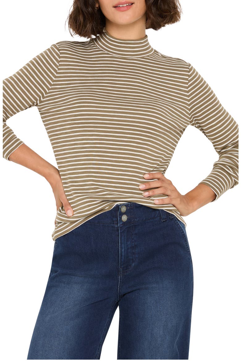 Stripe Long Sleeve Mock Neck T-Shirt, Main, color, GREEN MULTI
