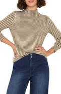 NZT by NIC+ZOE Stripe Long Sleeve Mock Neck T-Shirt