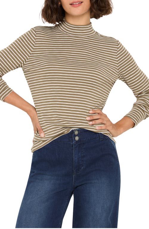 Nzt By Nic+zoe Stripe Long Sleeve Mock Neck T-shirt In Multi