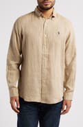 Polo Ralph Lauren Solid White Linen Button-Down Shirt