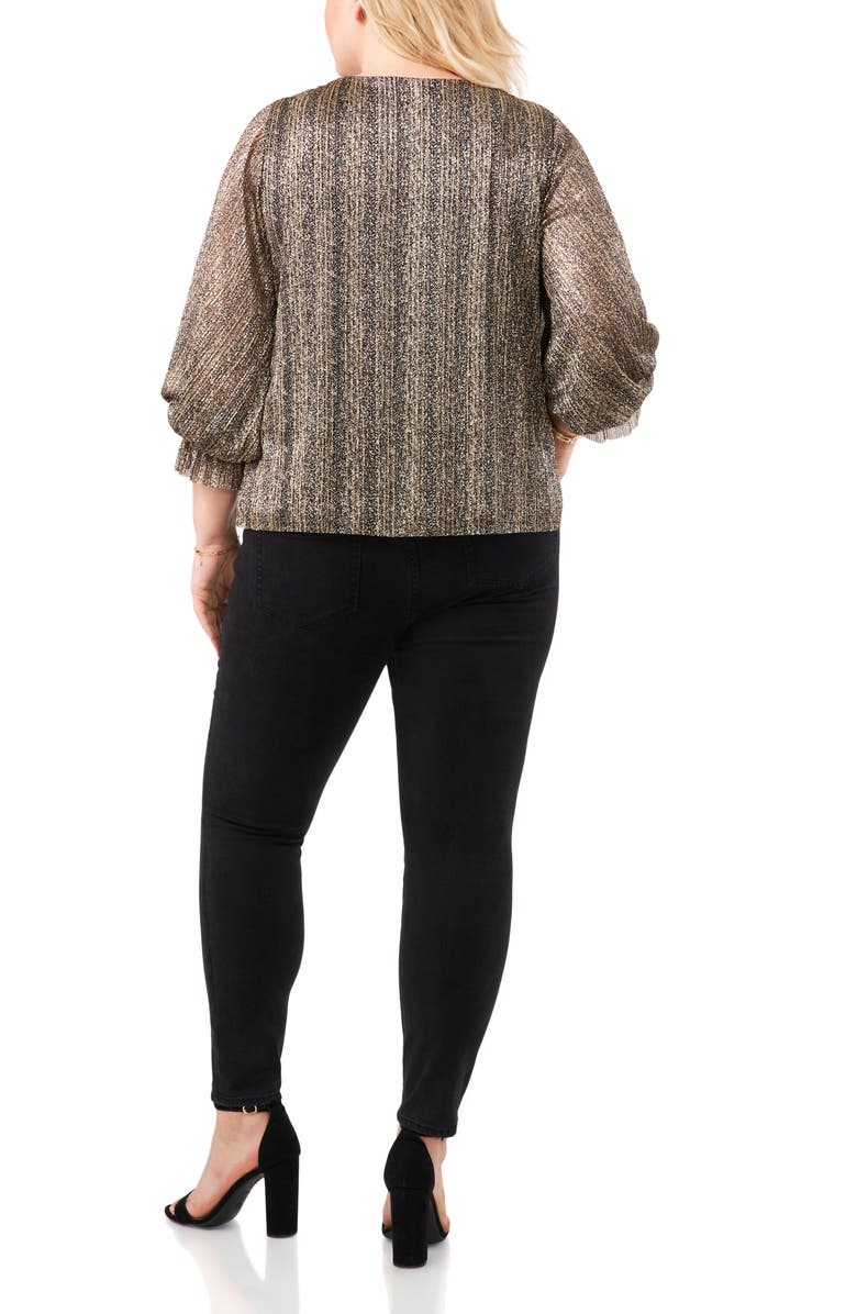 Vince Camuto Metallic Stripe Long Sleeve Top, Alternate, color, 