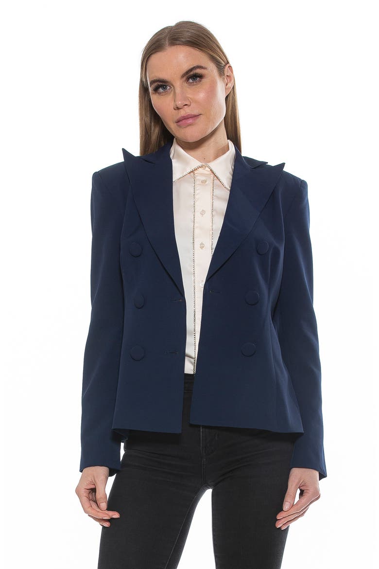 Lianne Classic Double Breasted Button Front Closure, Alternate, color, NAVY