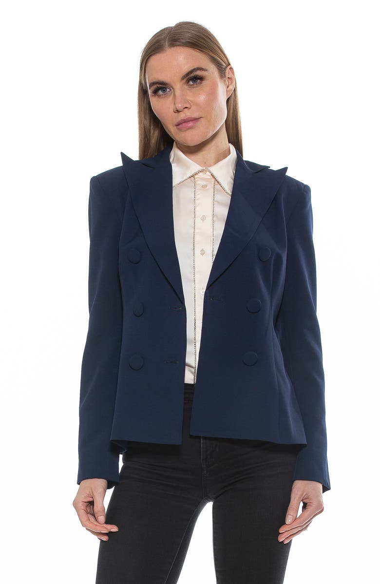 Alexia Admor Lianne Classic Double Breasted Button Front Closure, Alternate, color, Navy