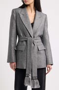 KOBI HALPERIN Trinity Metallic Tie Waist Wool Blend Jacket