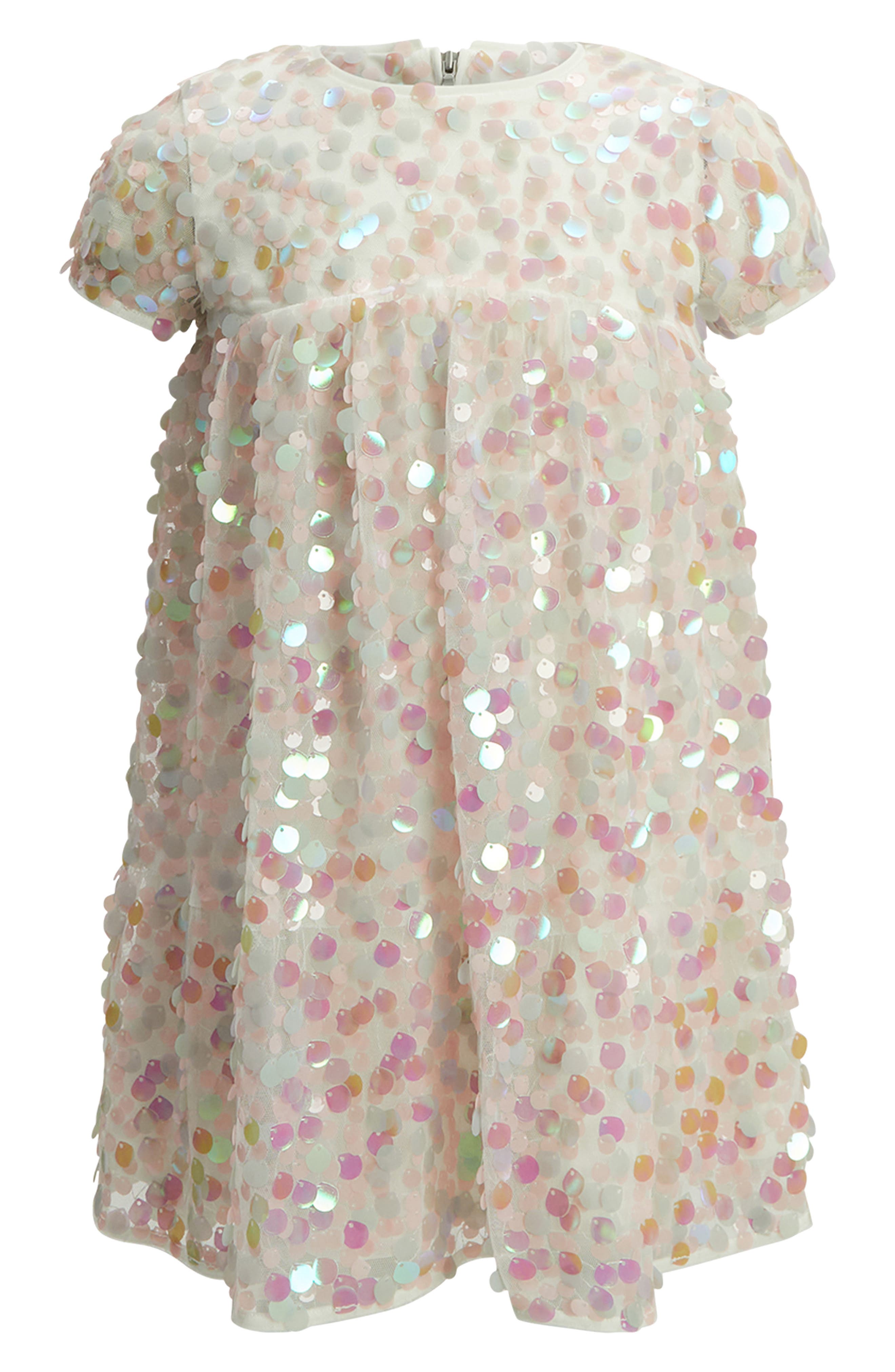 Bardot Junior Kids' Tiered Sequin Dress in Pink Icing 