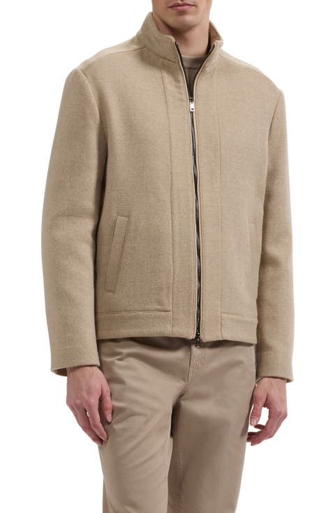 Wool Blend Mock Neck Zip Jacket