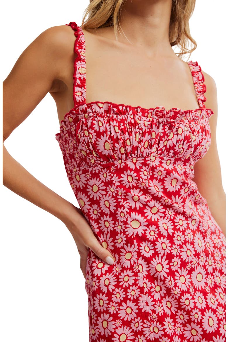 Lucinda Floral Print Midi Dress, Alternate, color, TOMATO DAISY
