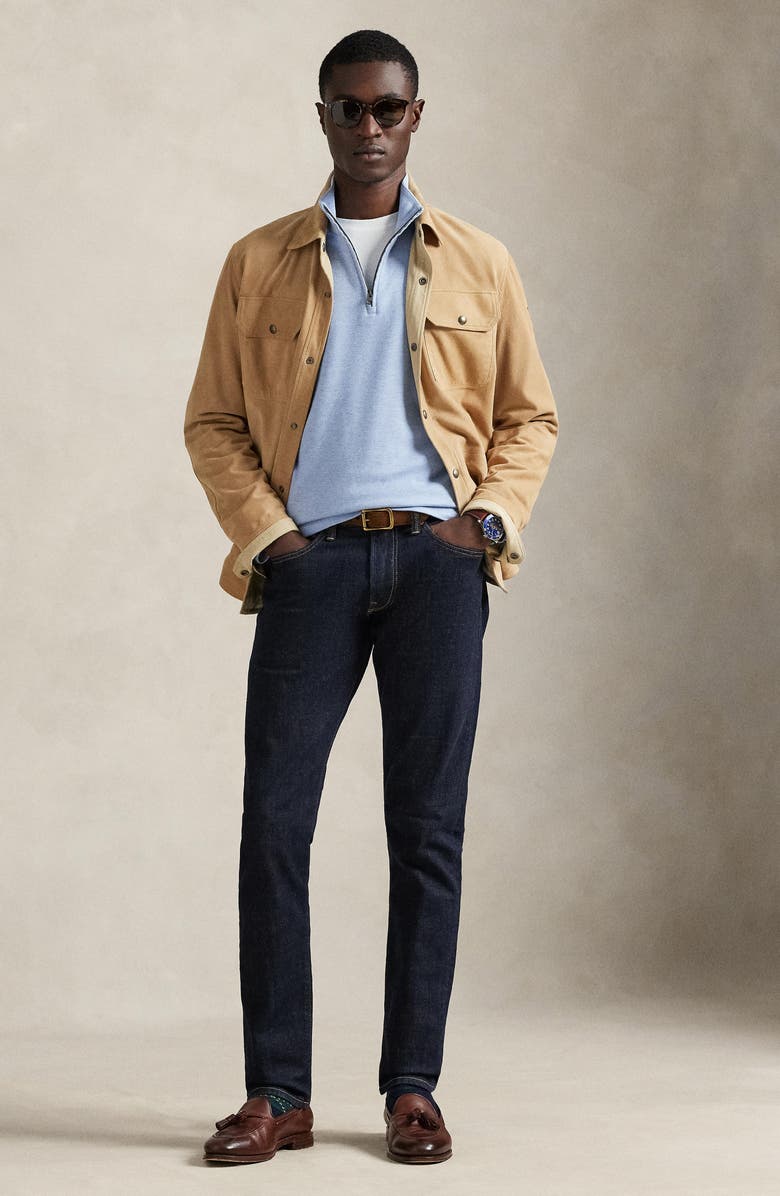 Polo Ralph Lauren Textured Double Knit Quarter Zip Pullover, Alternate, color, Isle Heather/ Nevis