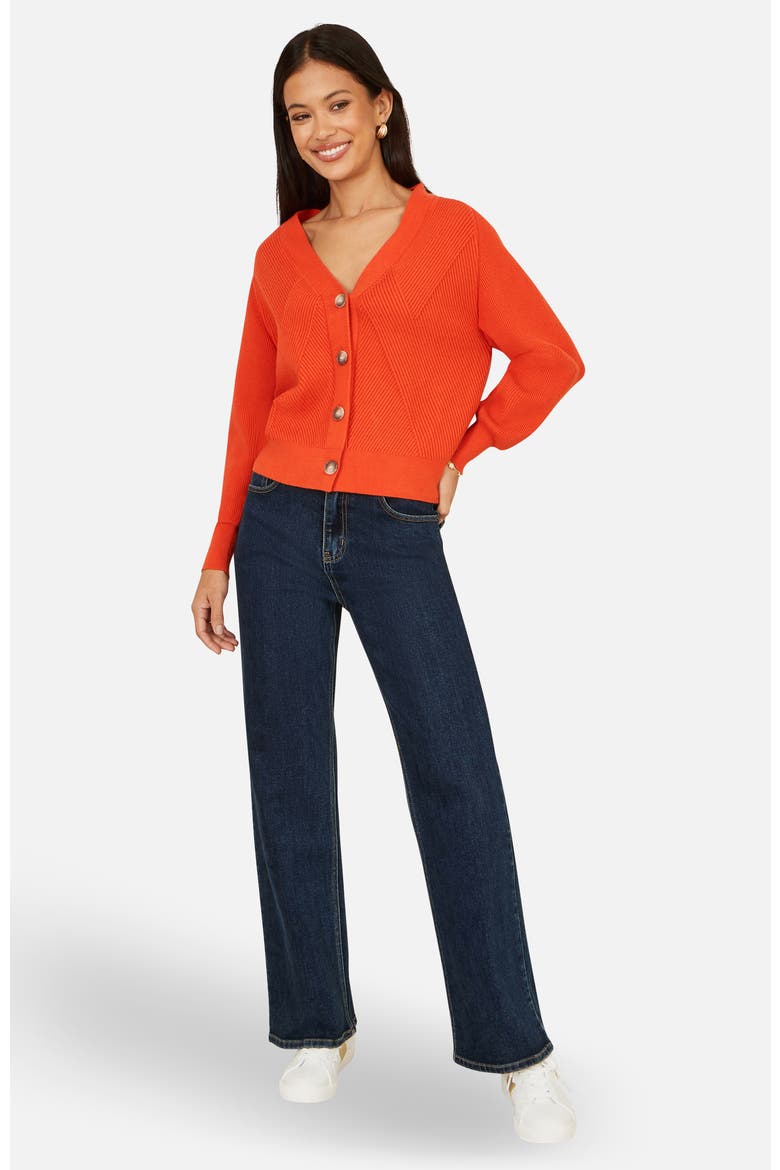 Relaxed Fit V-Neck Cardigan, Alternate, color, Orange