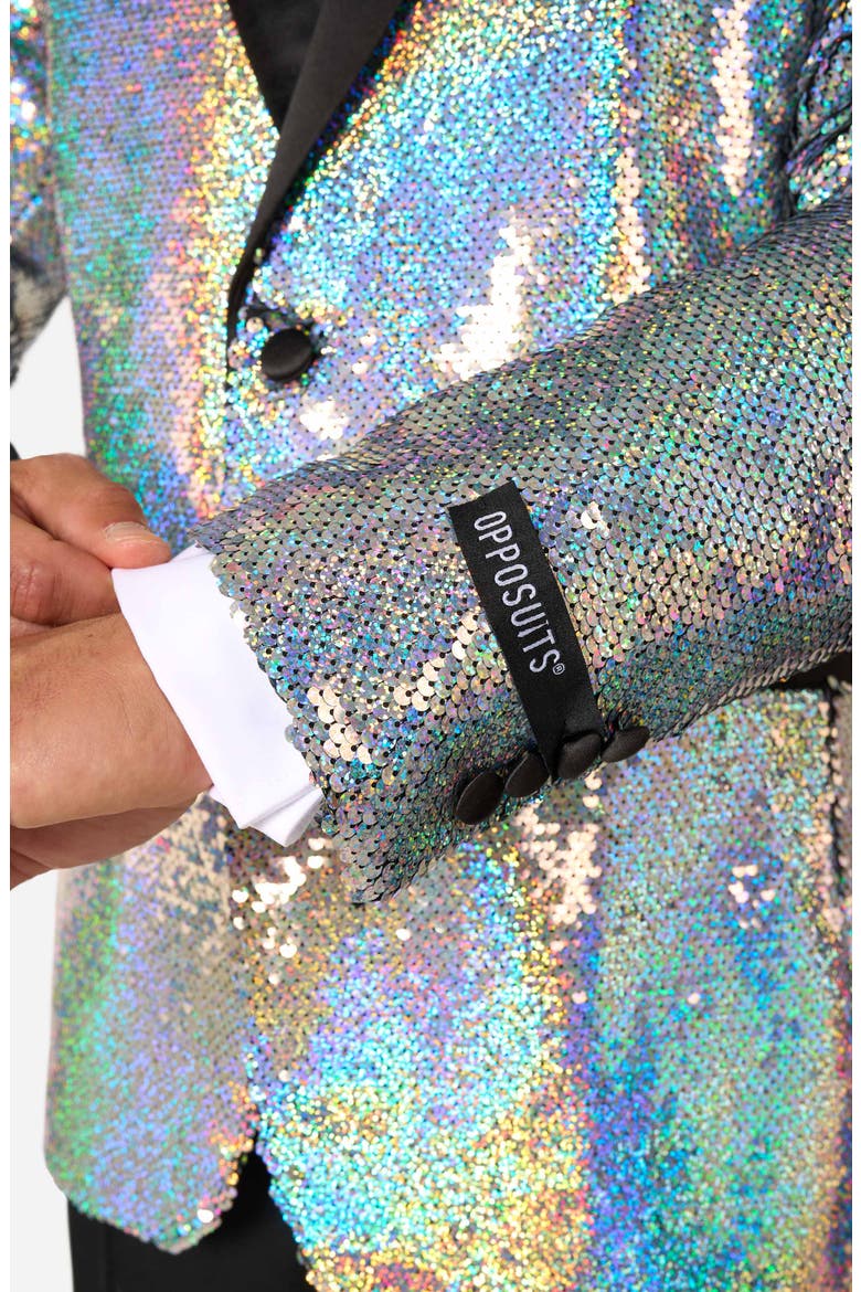 Holographic Sequins Dinner Jacket, Alternate, color, SILVER