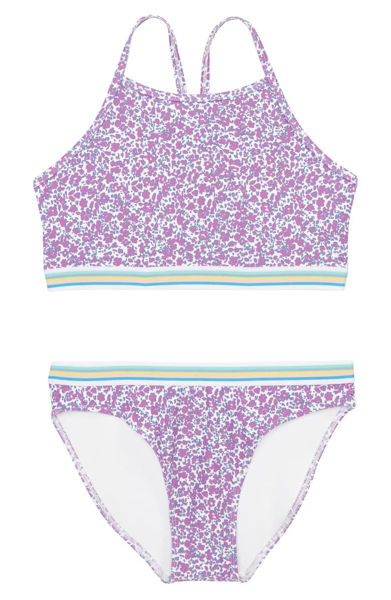 Zella Girl Kids' Rainbow Pop Two-Piece Swimsuit, Main, color,