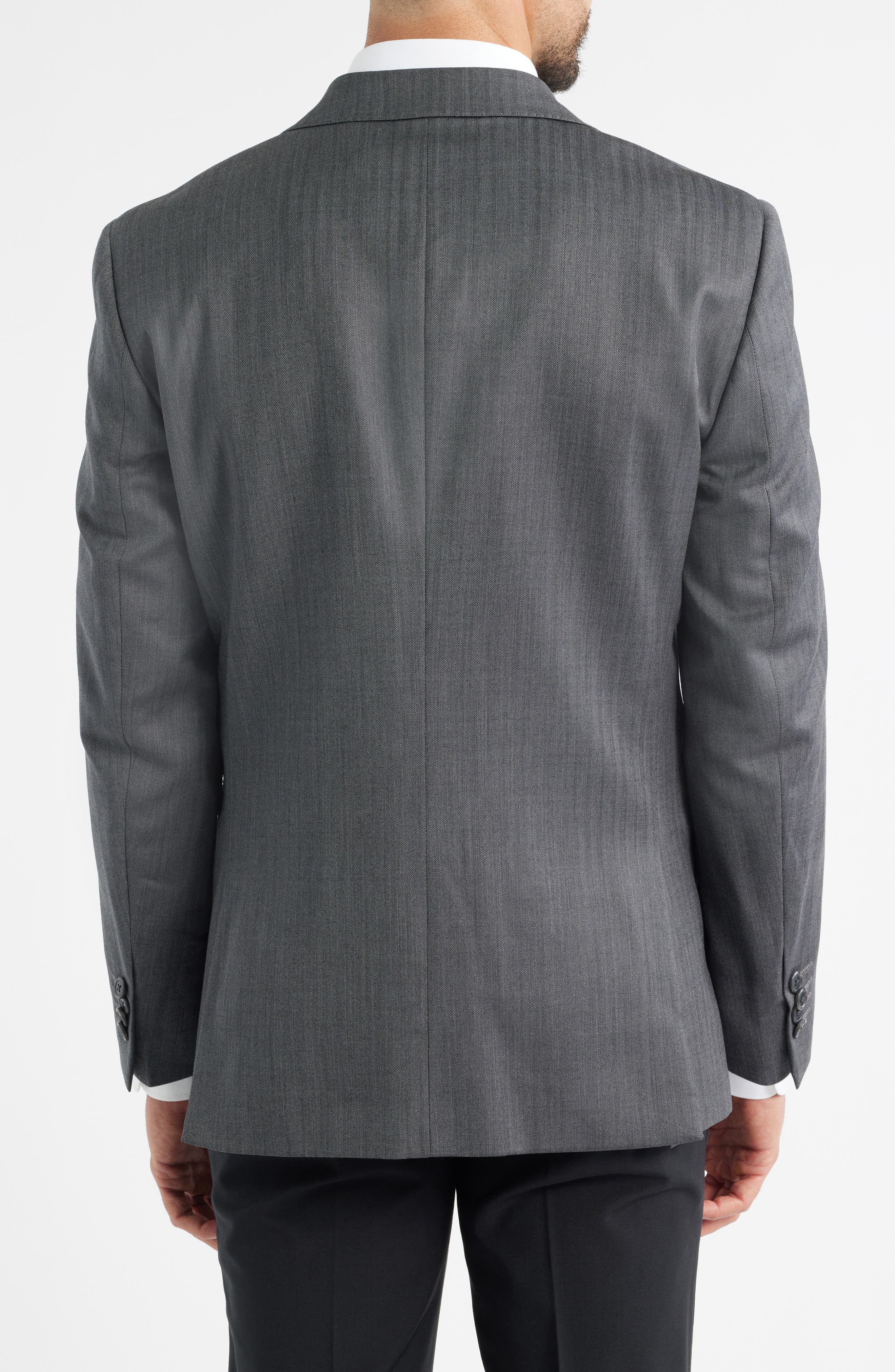Modern Fit Grey Wool Blend Herringbone Sport Coat - image 2