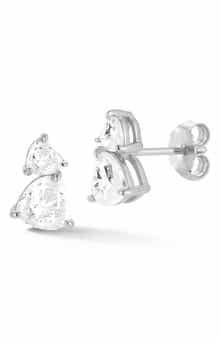 Stacked Heart Moissanite Stud Earrings