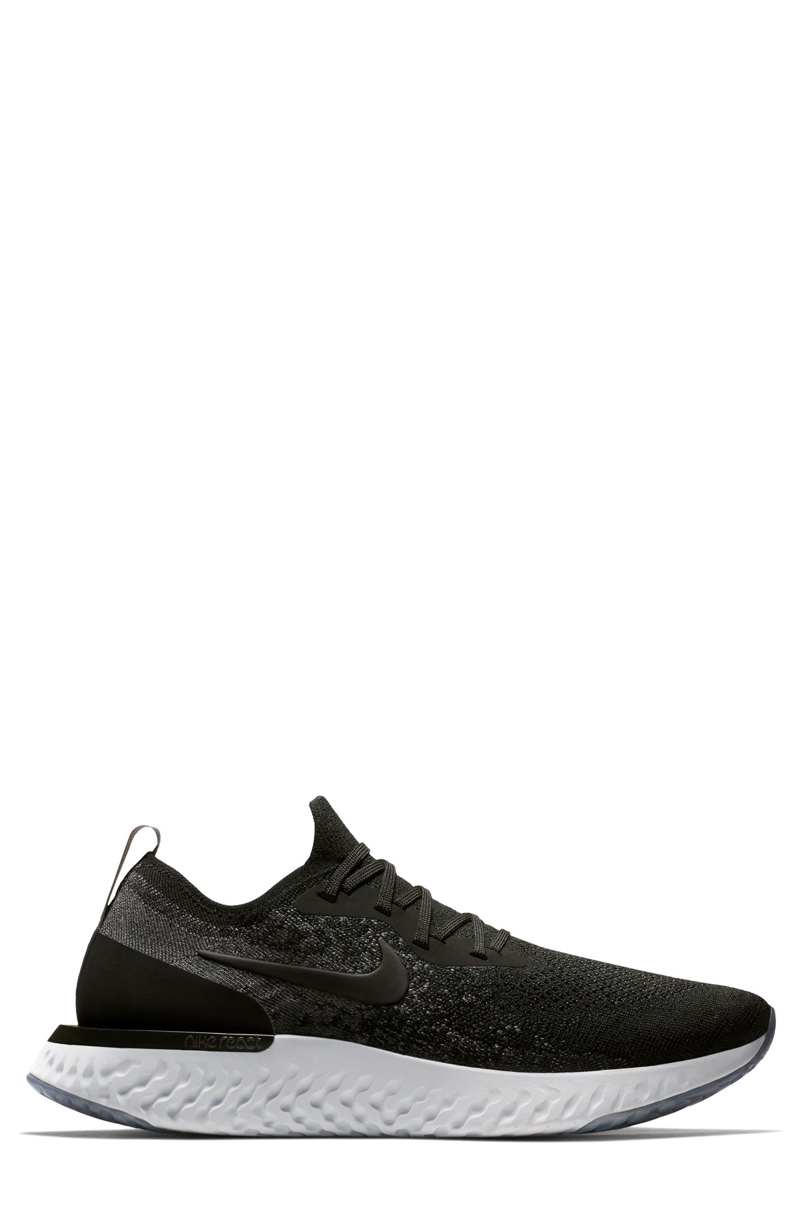 Epic React Flyknit Running Shoe, Alternate, color, BLACK/ BLACK/ DARK GREY