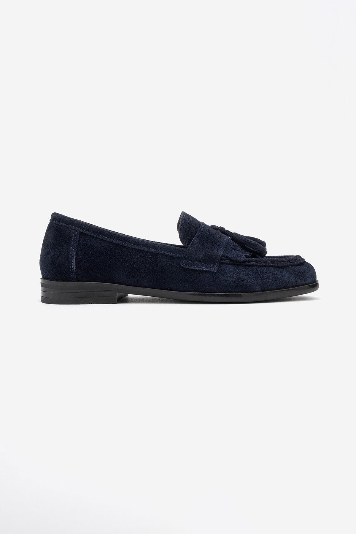 Lupen Leather Tassel Loafer, Alternate, color, Navy Suede