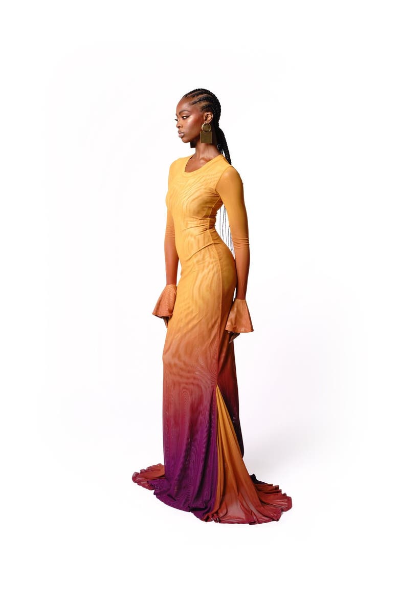 Sol Mermaid Maxi Mesh Dress, Alternate, color, Yellow