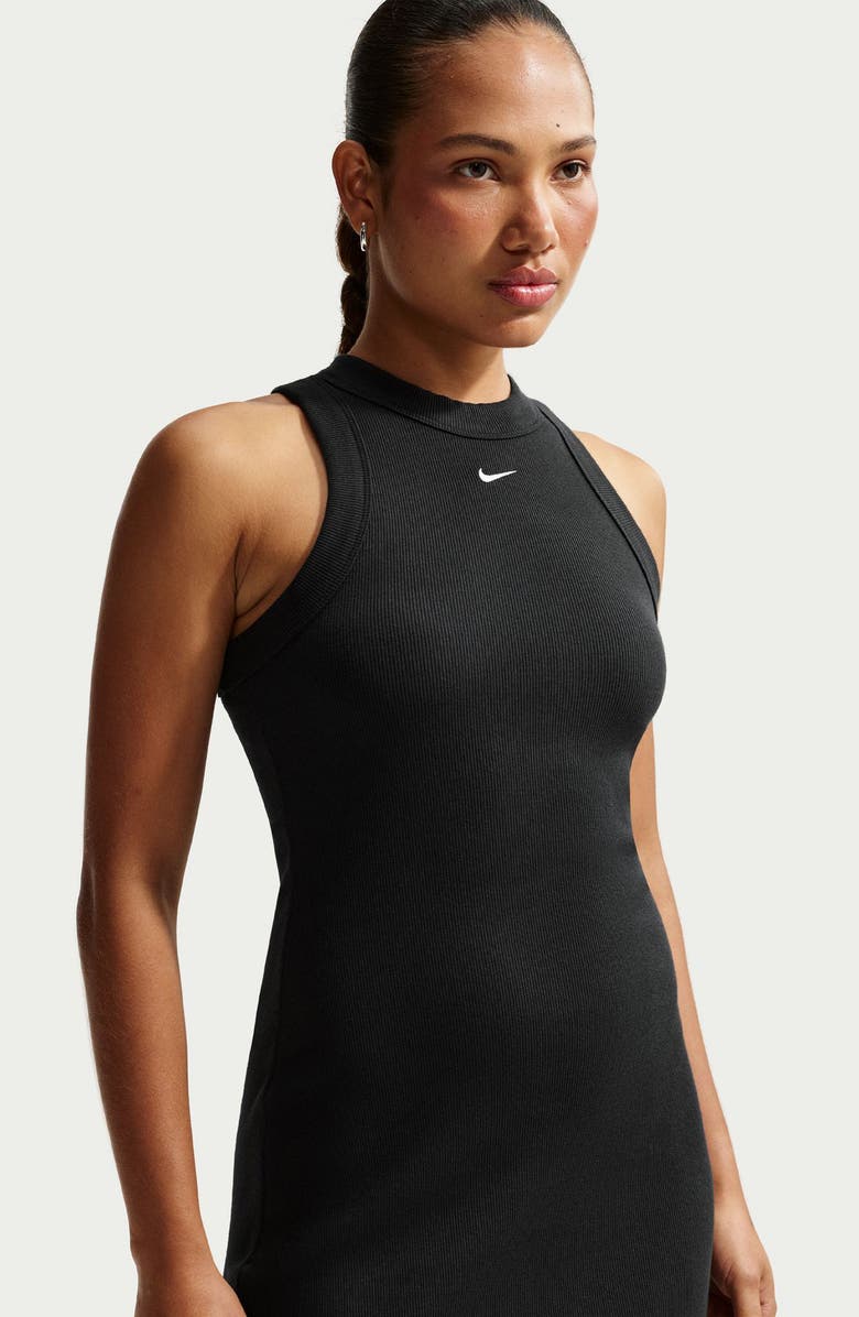 Nike Sportswear Chill Knit Rib Tank Dress, Alternate, color, Black/ Sail