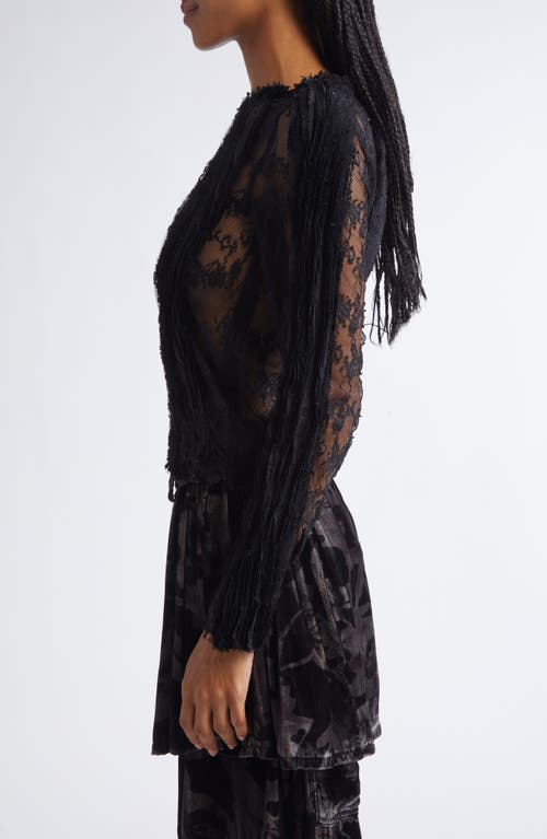 Collina Strada Wavy Dandelion Lace Top In Black