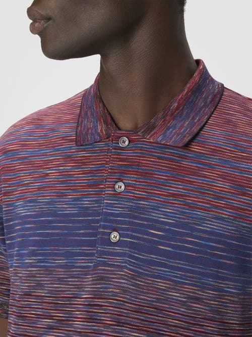 Missoni Short Sleeve Polo With Flame Knit In Multi