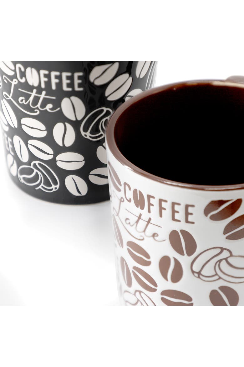 Vintage Brew 2 Piece 18 Ounce Coffee Bean Stoneware Mug Set, Alternate, color, Brown