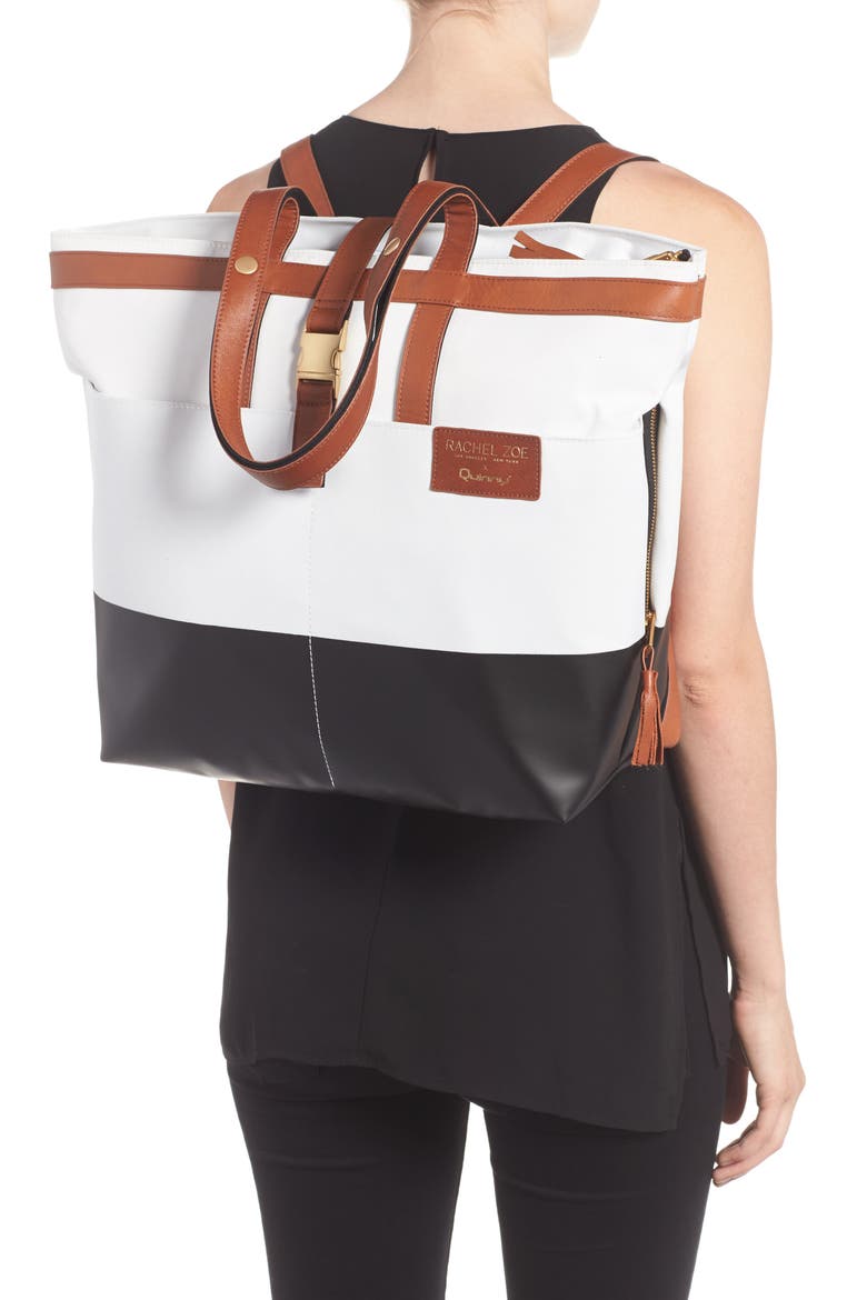 x Rachel Zoe 'Jet Set' Canvas Diaper Bag, Alternate, color, WHITE