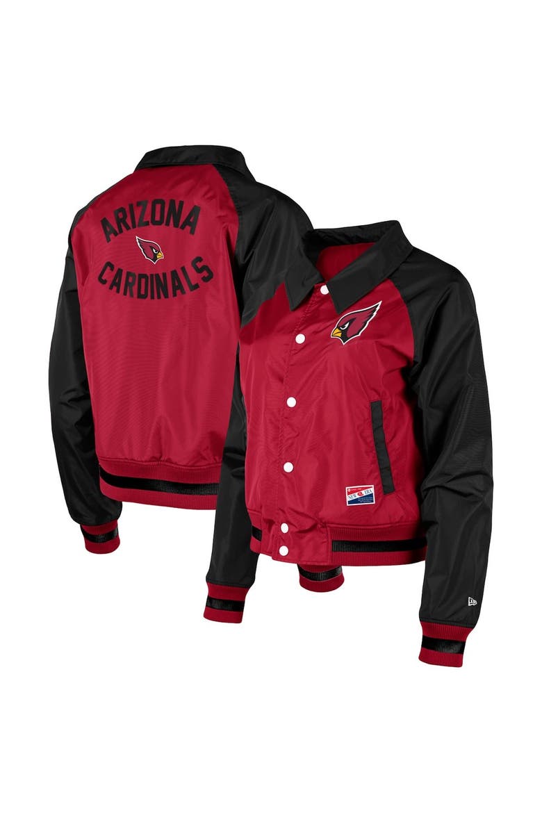 Women's New Era Cardinal Arizona Cardinals Coaches Raglan Full-Snap Jacket, Main, color, Cardinal