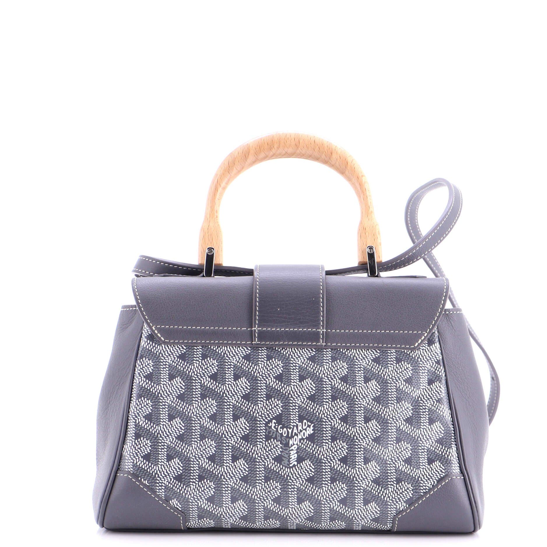 Pre-Owned Goyard Saigon Top Handle Bag Coated Canvas with Leather Mini, Alternate, color, Gray