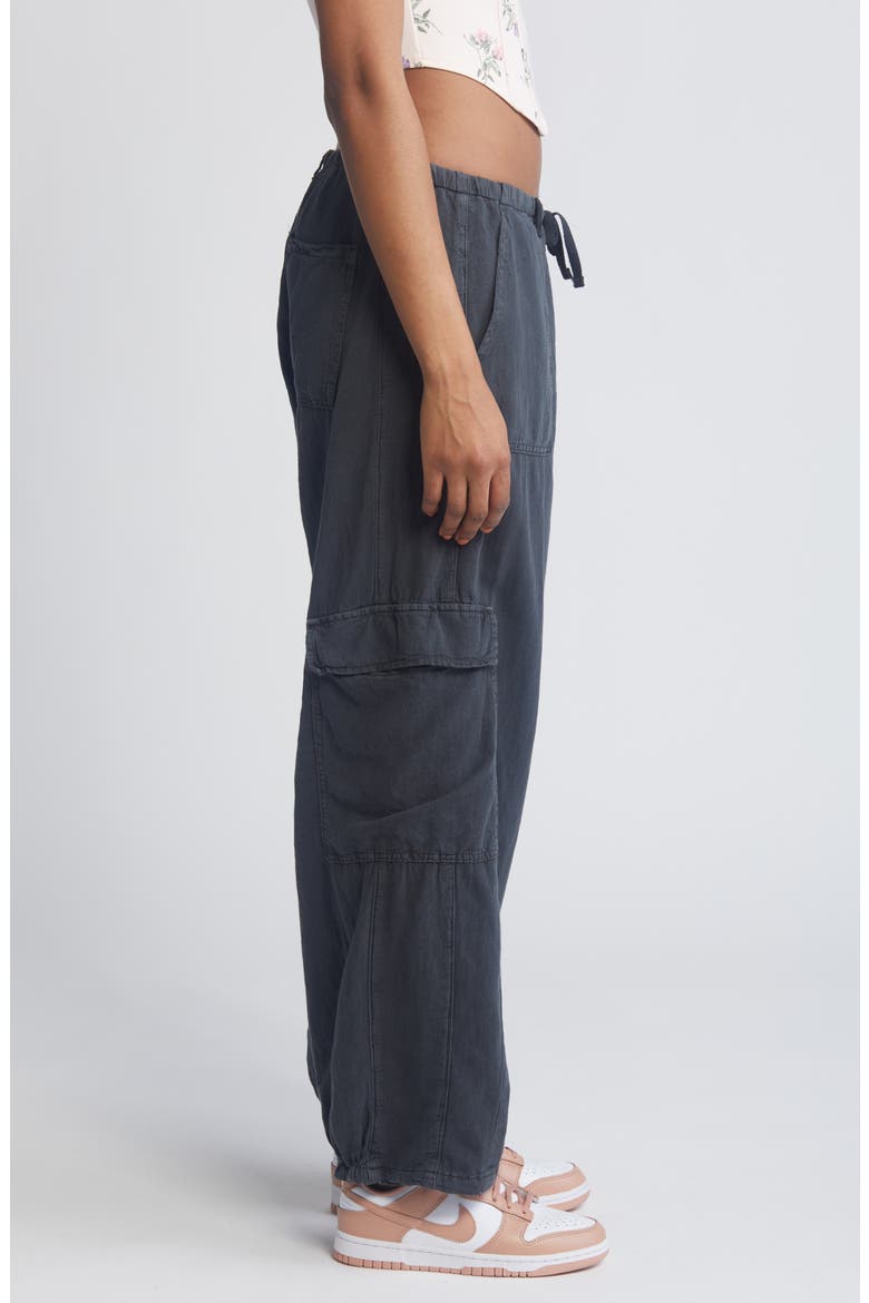 Cocoon Cotton & Linen Cargo Pants, Alternate, color, BLACK