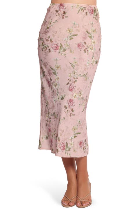 Kenna Floral Satin Midi Skirt