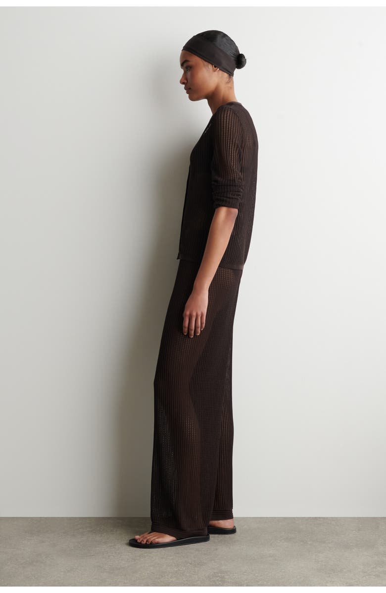 COS Ribbed Open-knit Trousers, Alternate, color, Brown
