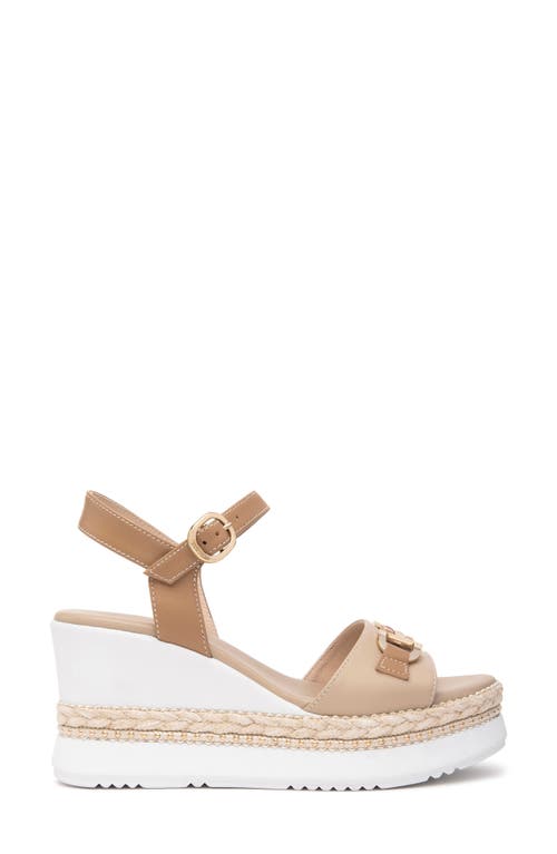 Nerogiardini Leather Horsebit Roped Platform Wedge Sandals In Beige