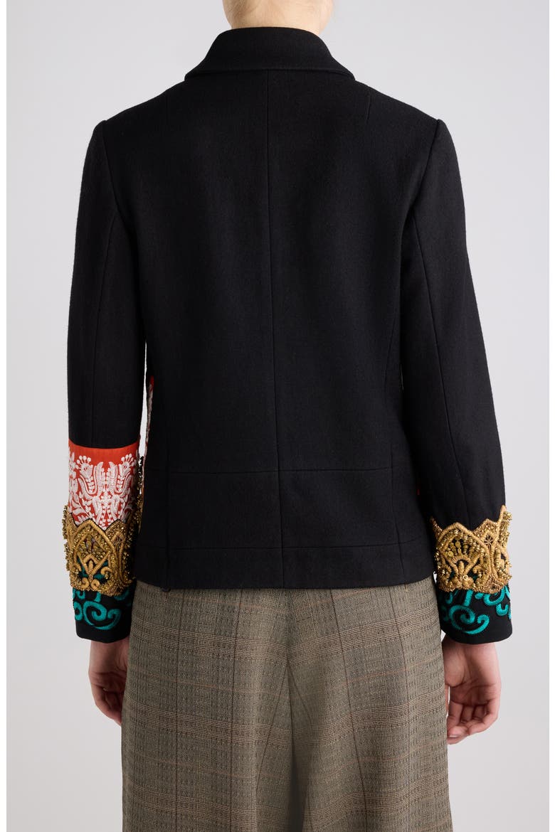 Bettsy Embroidered Wool Jacket, Alternate, color, BLACK