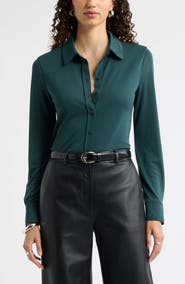 Nordstrom Long Sleeve Knit Button Front Top