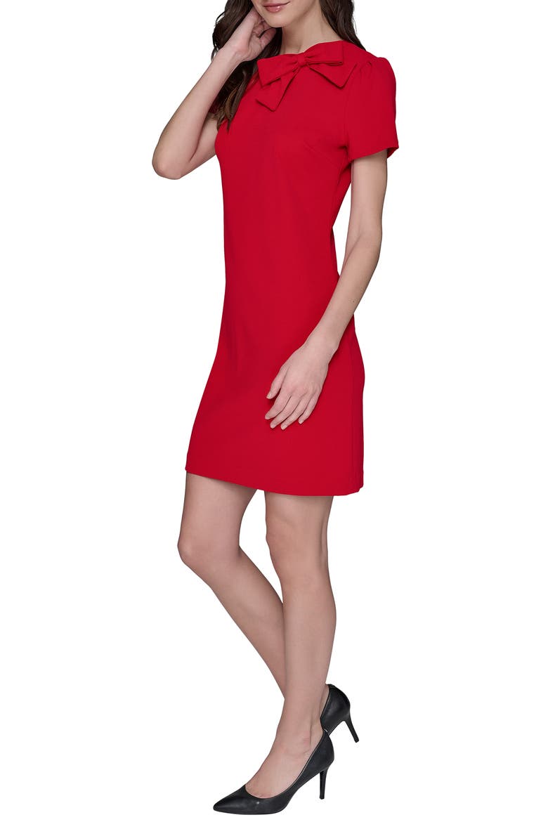 Bow Accent Scuba Crepe Sheath Dress, Alternate, color, ADMIRAL RED