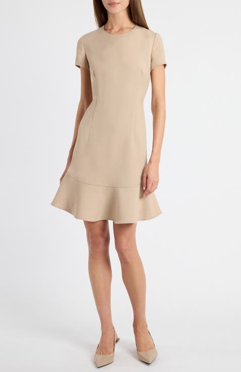 Moira Soft Stretch Crepe Cap Sleeve Flounce Dress