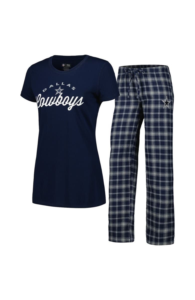 CONCEPTS SPORT Women's Concepts Sport Navy/ Dallas Cowboys Arctic T-Shirt & Flannel Pants Sleep Set, Main, color, 