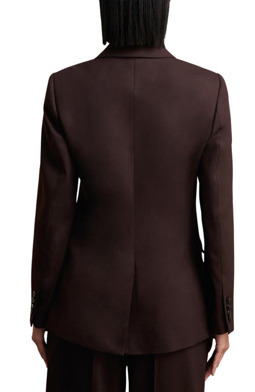 Reiss Aubergine Wool-blend Double-breasted Suit Blazer In Purple