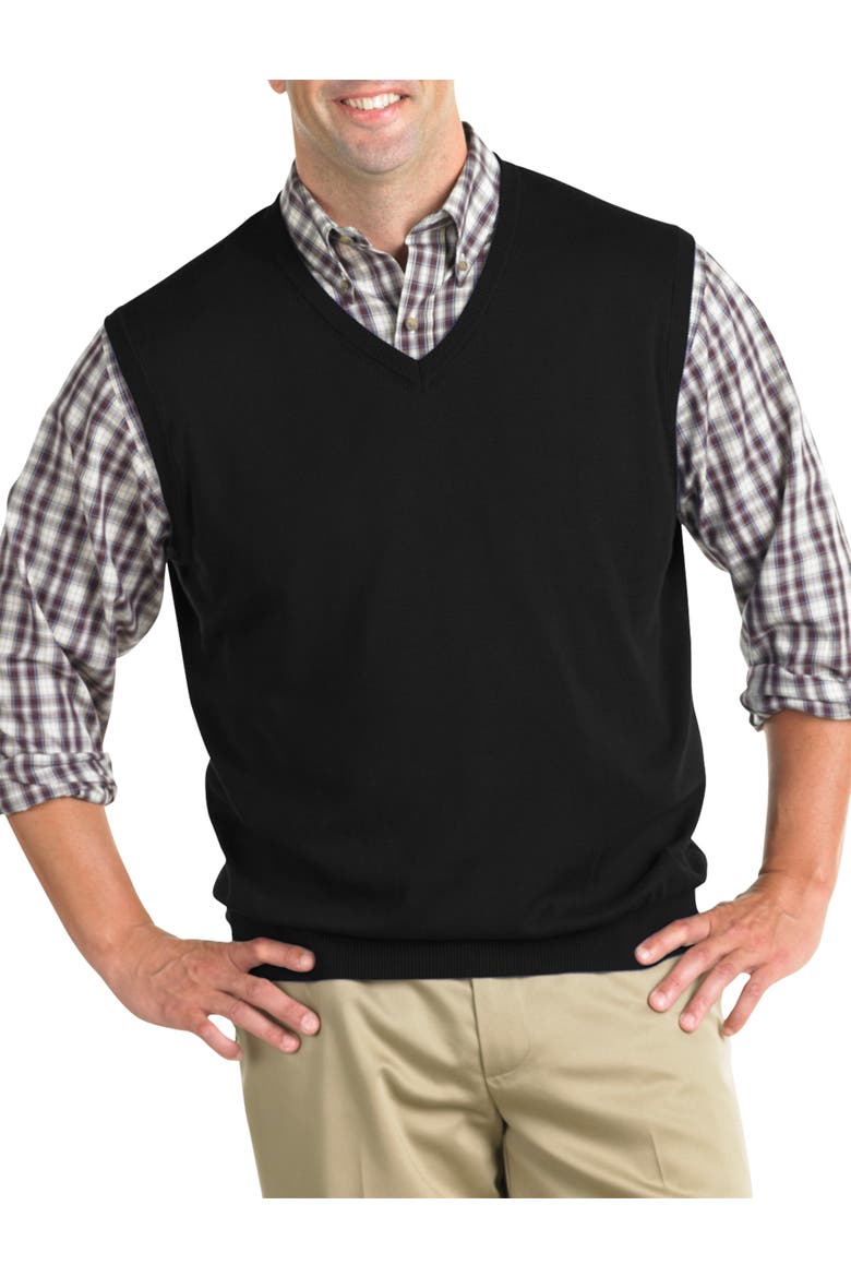 Big & Tall V-Neck Sweater Vest, Main, color, BLACK