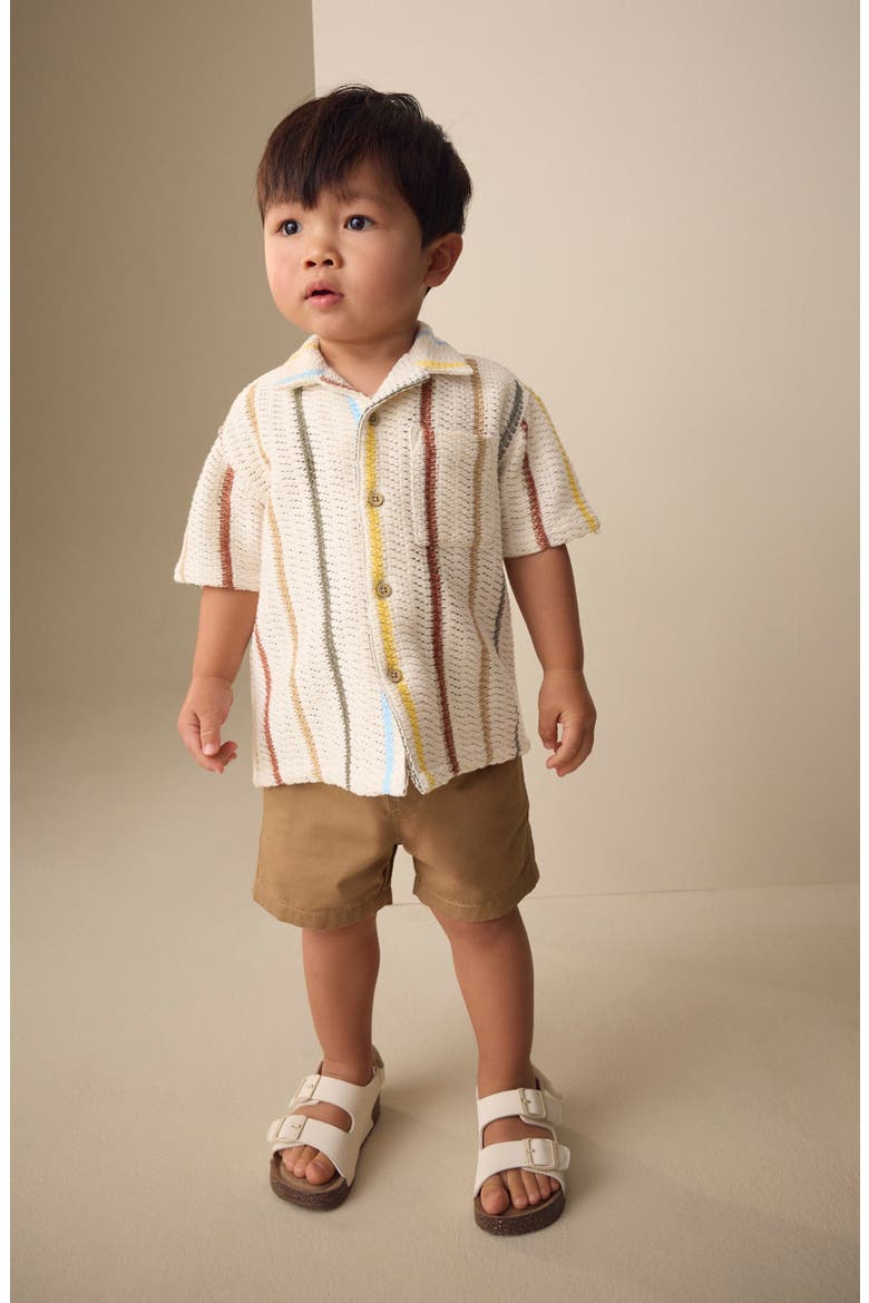 Kids' Textured Stripe Camp Shirt, Alternate, color, NEUTRAL