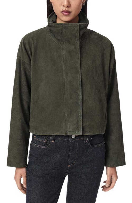 AllSaints Ryder Suede Jacket in Khaki Green at Nordstrom, Size Medium