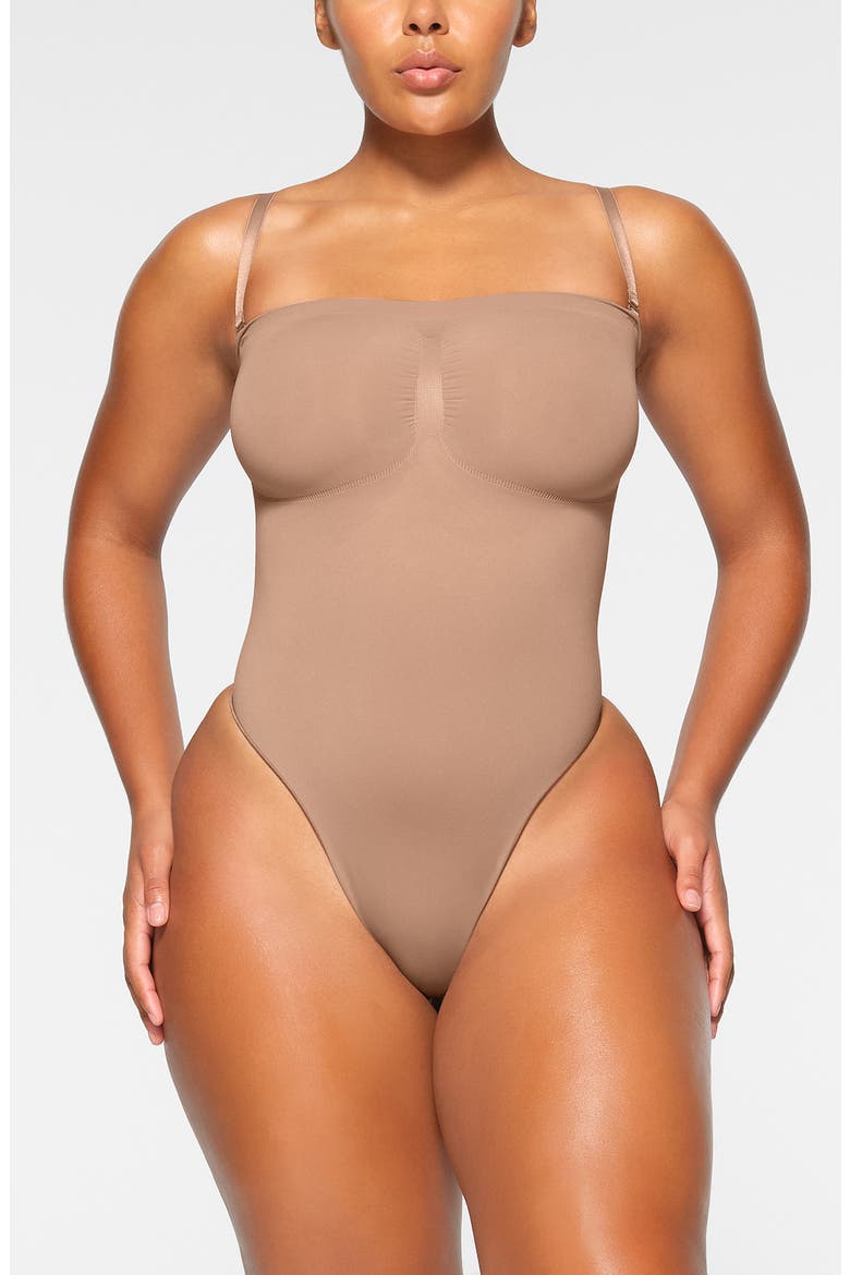 Seamless Sculpt Strapless Bodysuit, Alternate, color, SIENNA