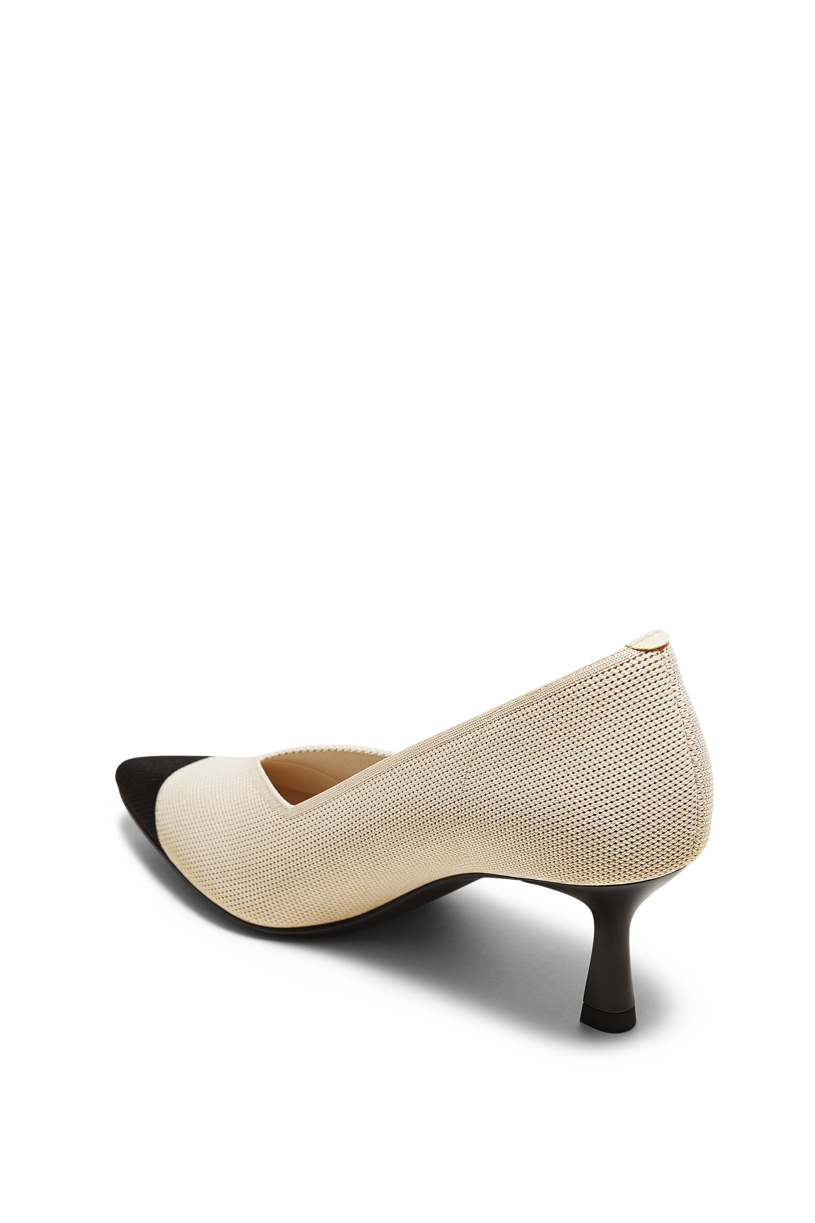 Anna Pointed Toe Mid Heels, Alternate, color, Cream Ivory/Black