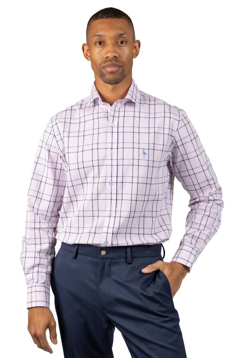 Plaid Linen Blend Button-Up Shirt, Alternate, color, LIGHT PINK