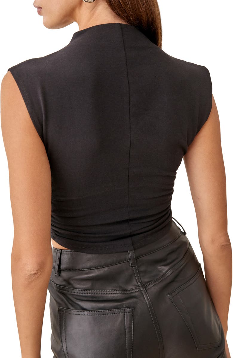 Reformation Lindy Ruched Crop Top, Alternate, color, Black