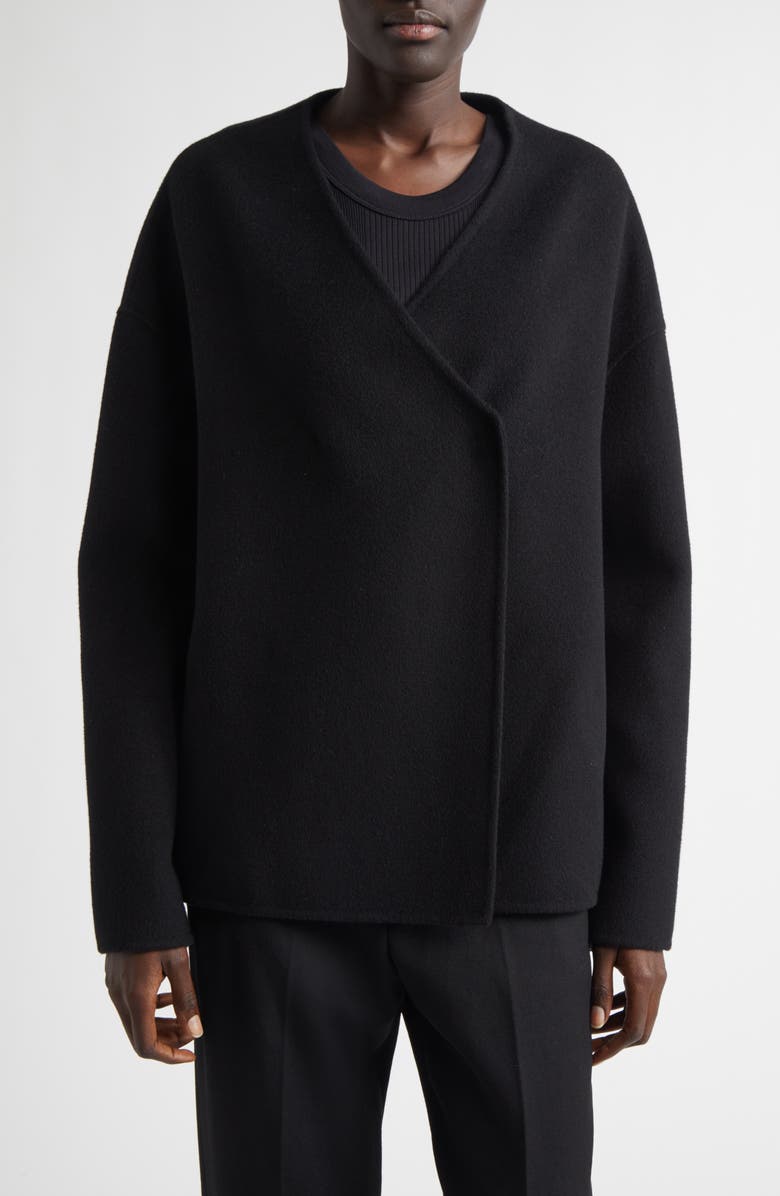 LOULOU DE SAISON Maara Oval Wool & Cashmere Jacket, Main, color, Black